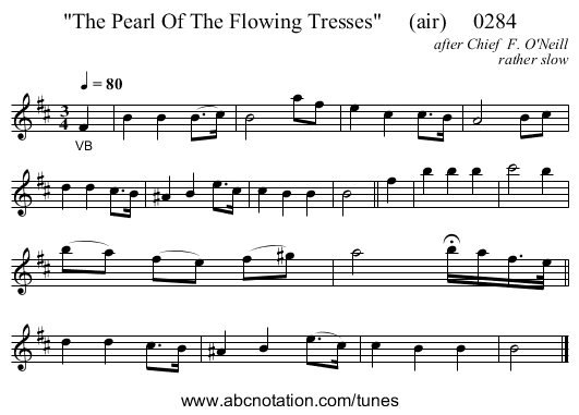 The Pearl Of The Flowing Tresses     (air)     0284 - staff notation