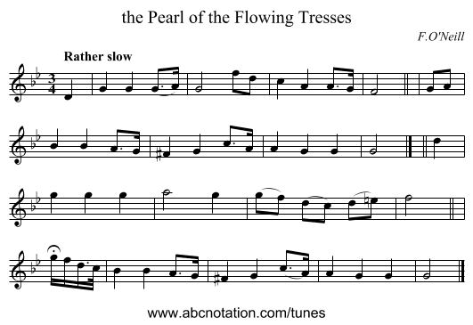 the Pearl of the Flowing Tresses - staff notation