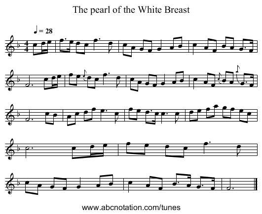 The pearl of the White Breast - staff notation