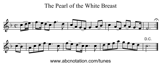 The Pearl of the White Breast - staff notation