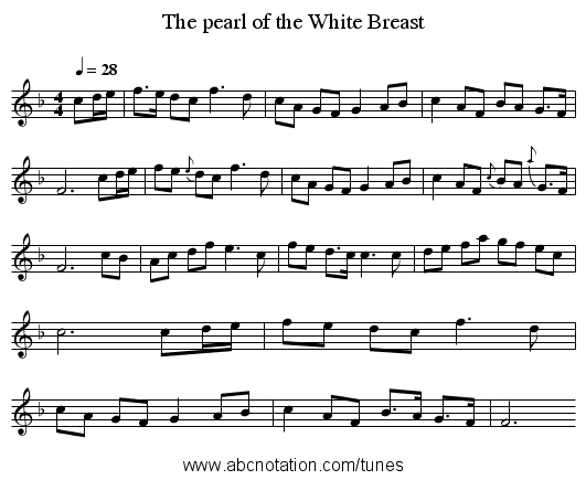 The pearl of the White Breast - staff notation