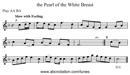 the Pearl of the White Breast - staff notation