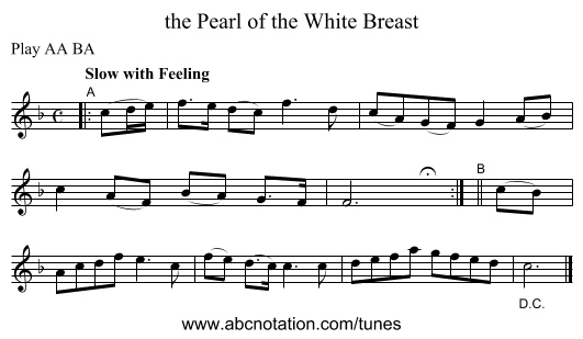 the Pearl of the White Breast - staff notation