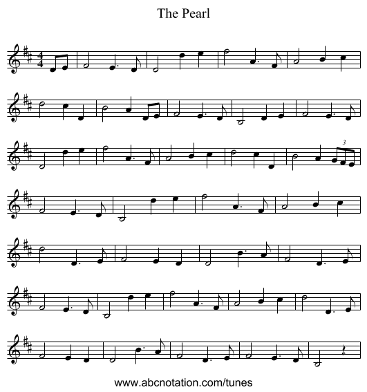 The Pearl - staff notation