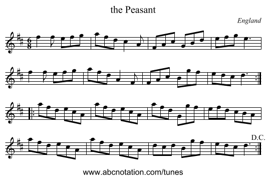 the Peasant - staff notation