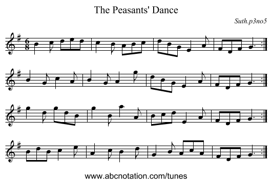 The Peasants' Dance - staff notation