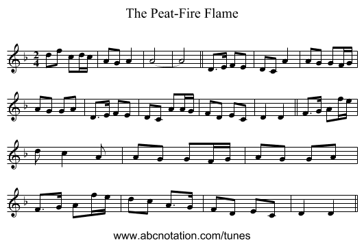 The Peat-Fire Flame - staff notation