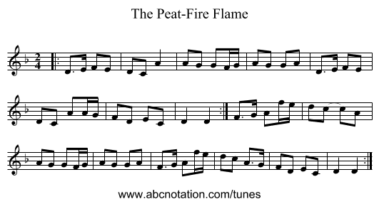 The Peat-Fire Flame - staff notation