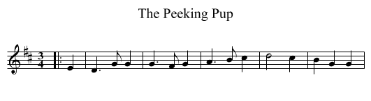 The Peeking Pup - staff notation