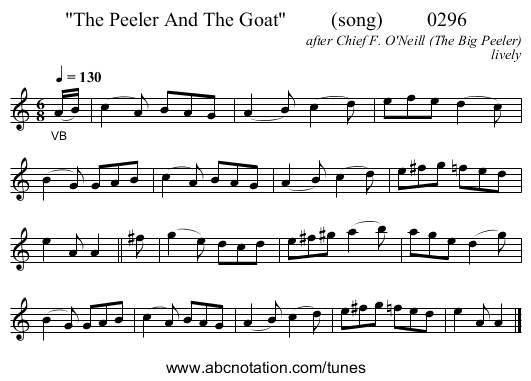 The Peeler And The Goat         (song)         0296 - staff notation