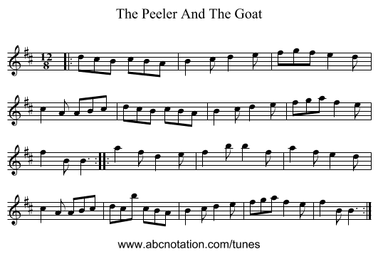 The Peeler And The Goat - staff notation