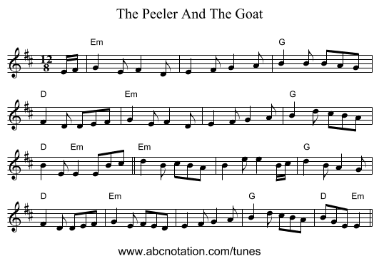 The Peeler And The Goat - staff notation
