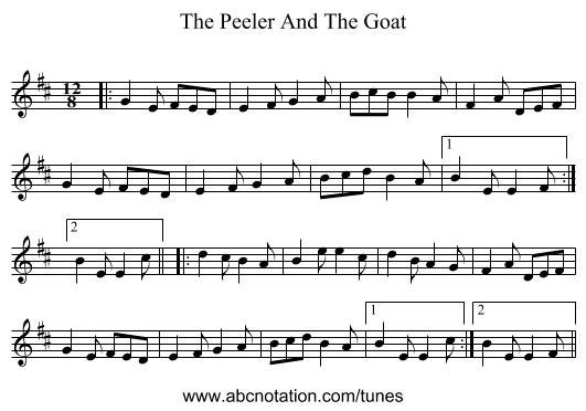 The Peeler And The Goat - staff notation