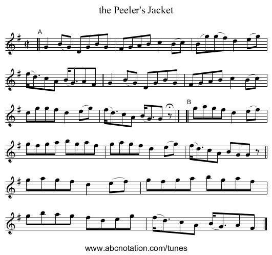 the Peeler's Jacket - staff notation