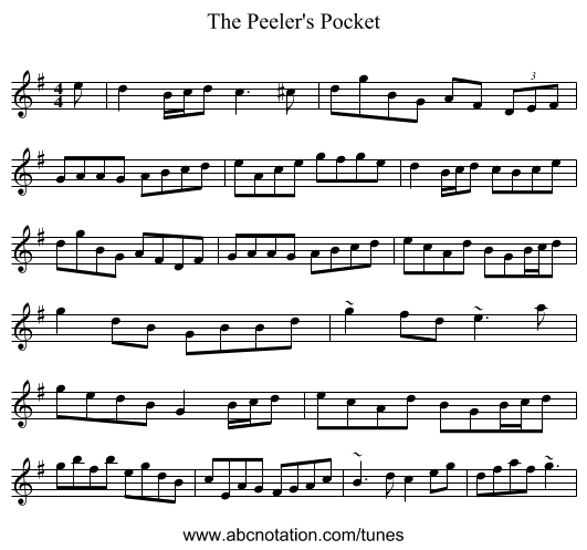 The Peeler's Pocket - staff notation