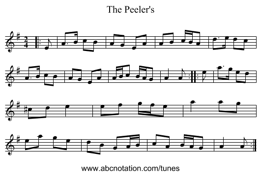 The Peeler's - staff notation