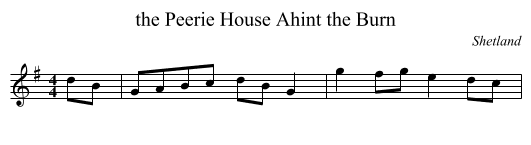 the Peerie House Ahint the Burn - staff notation