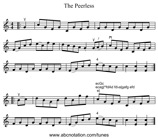 The Peerless - staff notation