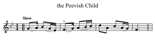 the Peevish Child - staff notation