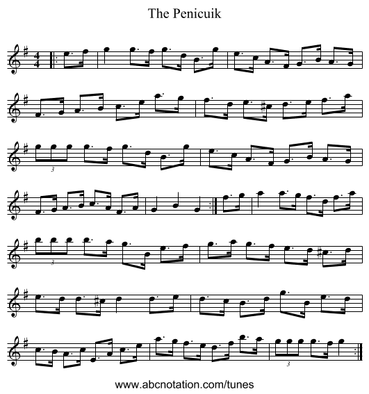 The Penicuik - staff notation