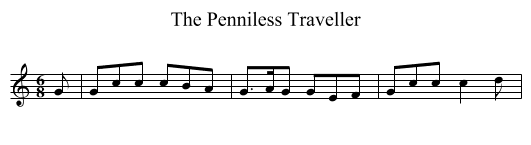 The Penniless Traveller - staff notation