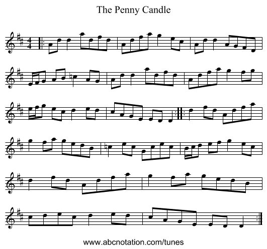 The Penny Candle - staff notation