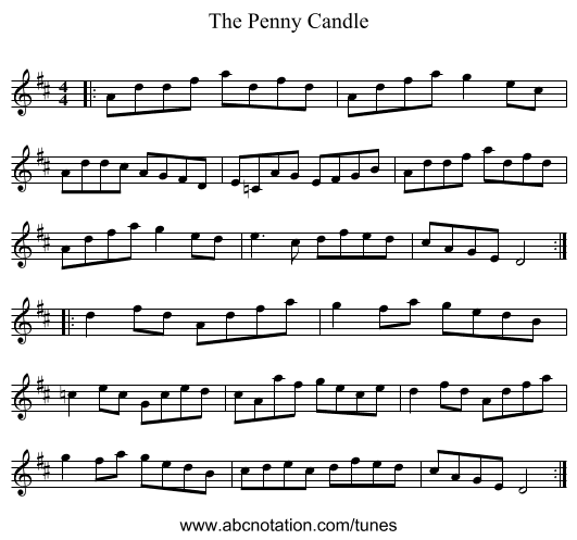 The Penny Candle - staff notation