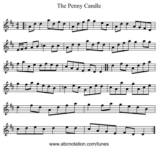 The Penny Candle - staff notation
