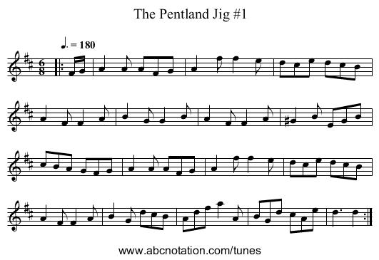 The Pentland Jig #1 - staff notation