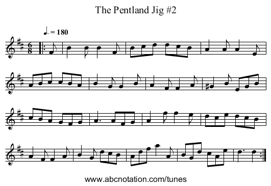The Pentland Jig #2 - staff notation