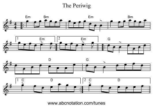 The Periwig - staff notation