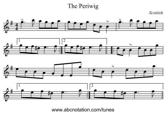 The Periwig - staff notation