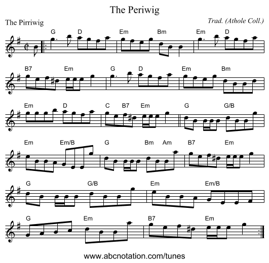 The Periwig - staff notation