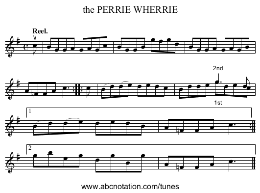 the PERRIE WHERRIE - staff notation