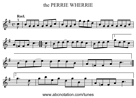 the PERRIE WHERRIE - staff notation