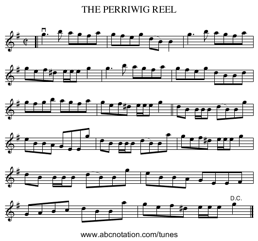 THE PERRIWIG REEL - staff notation
