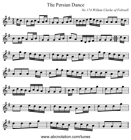 The Persian Dance - staff notation