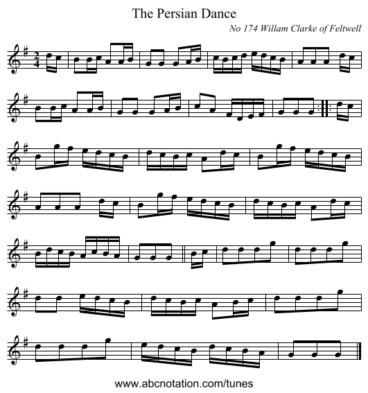 The Persian Dance - staff notation