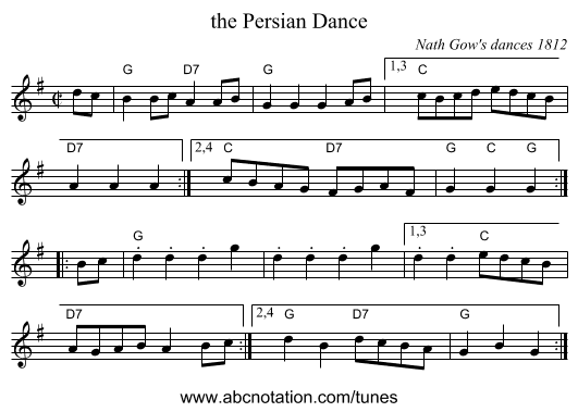 the Persian Dance - staff notation