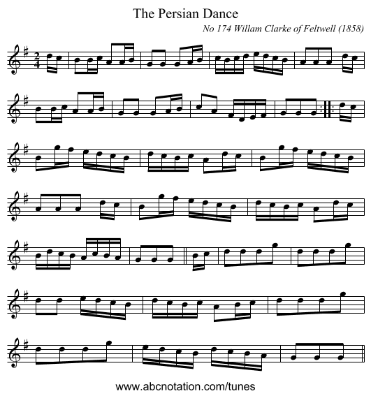 The Persian Dance - staff notation