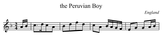 the Peruvian Boy - staff notation