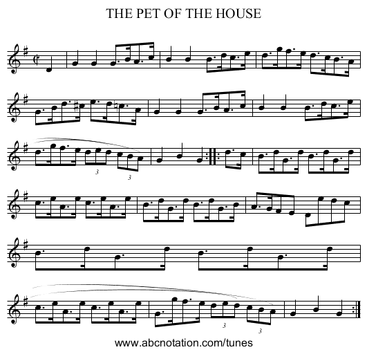 THE PET OF THE HOUSE - staff notation