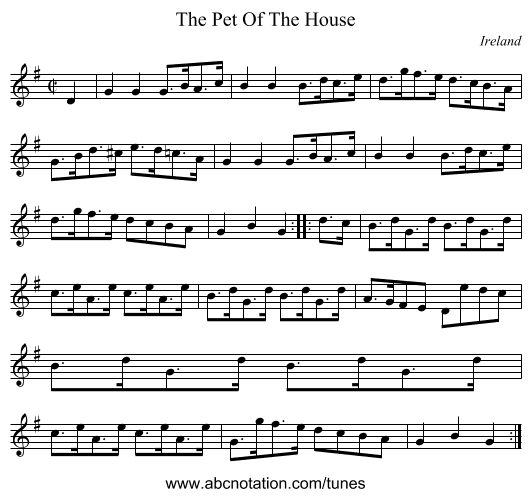 The Pet Of The House - staff notation