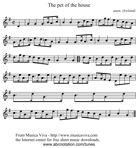 The pet of the house - staff notation