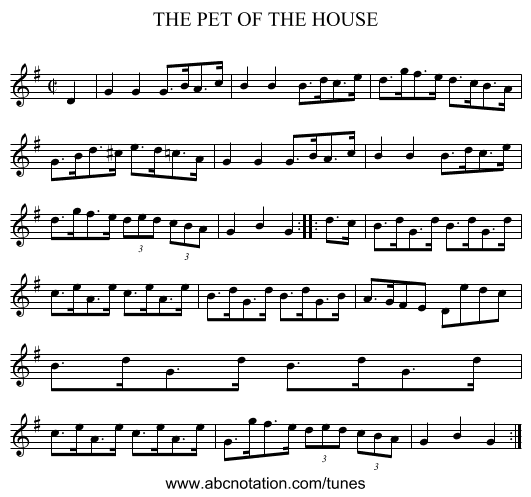 THE PET OF THE HOUSE - staff notation