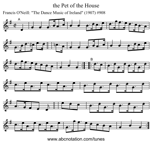 the Pet of the House - staff notation