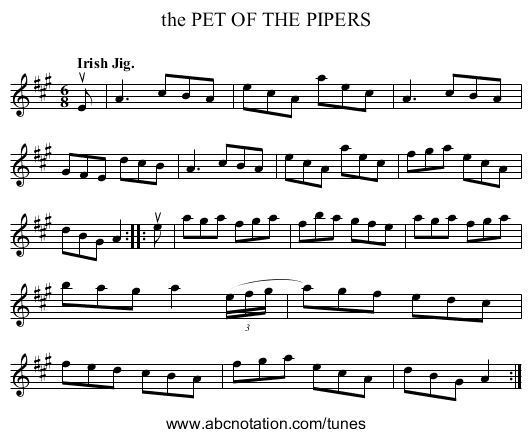 the PET OF THE PIPERS - staff notation