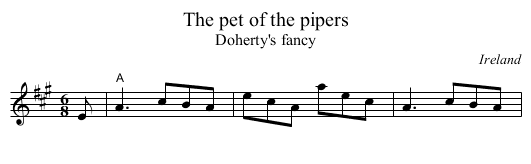 The pet of the pipers - staff notation