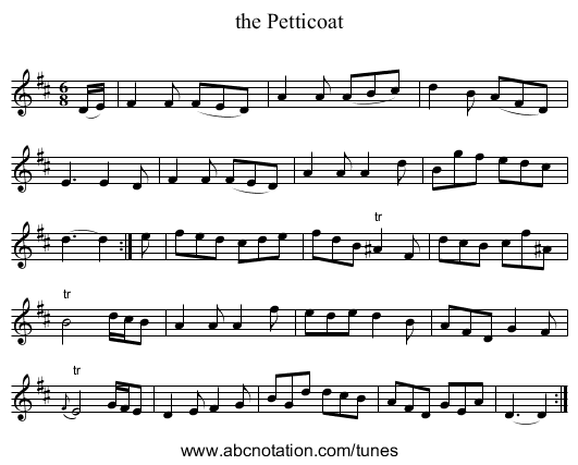 the Petticoat - staff notation