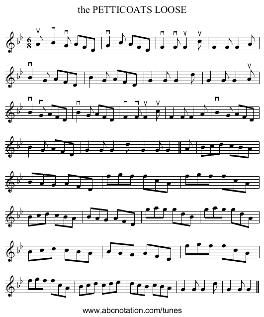 the PETTICOATS LOOSE - staff notation
